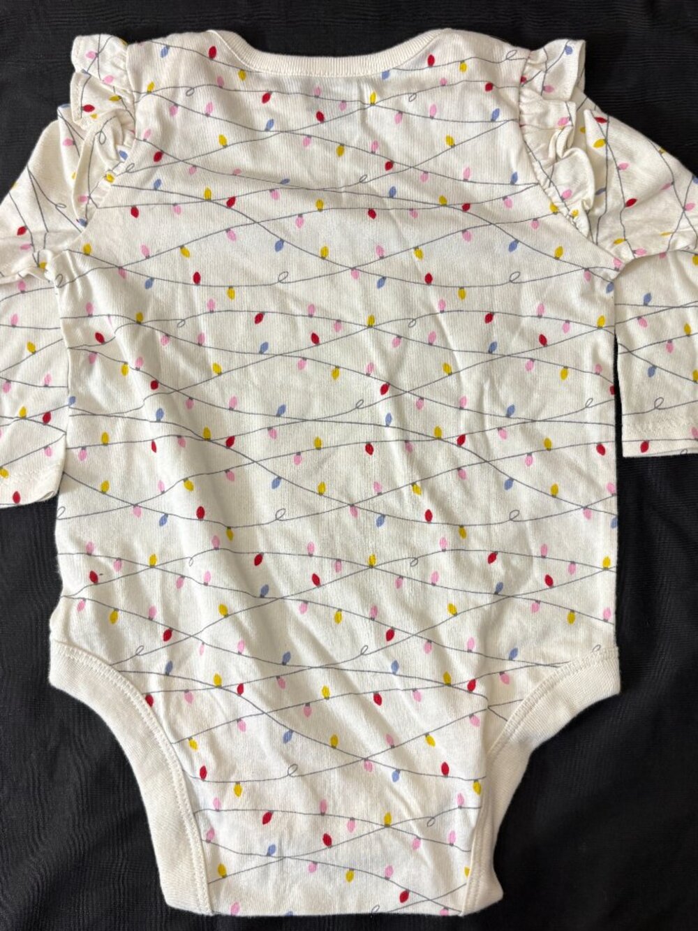Baby Gap Christmas Lights Ruffle Bodysuit 3-6M Long Sleeve Holiday - Picture 3 of 4